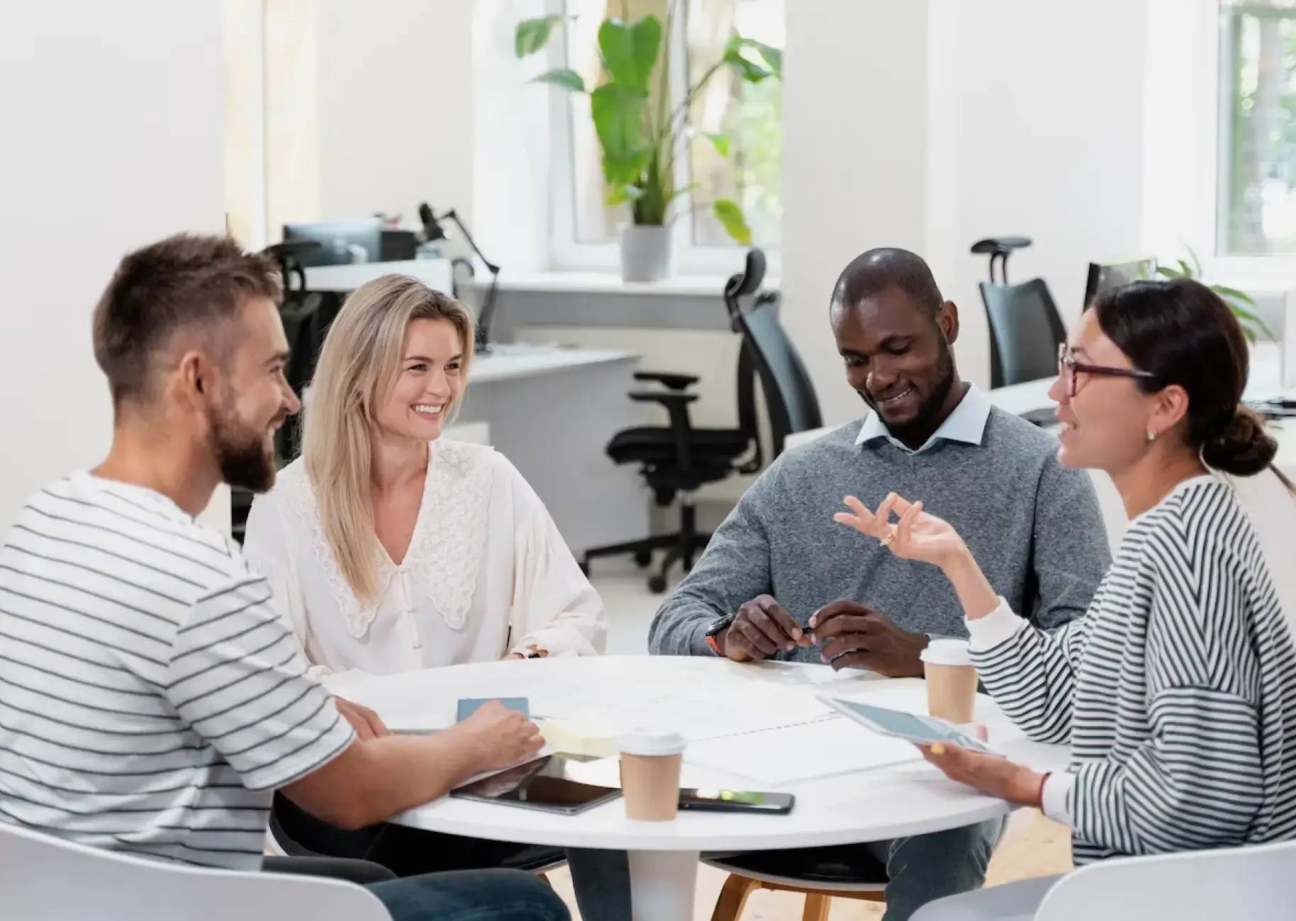 People talking around a table